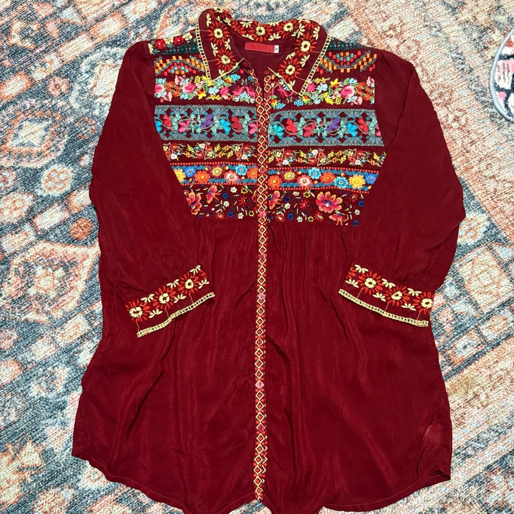 Johnny Was Embroidered Tunic Blouse Size Small - Picture 10 of 13
